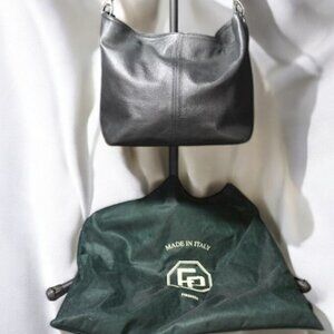 FIRENZE SOFT LEATHER BLACK WOMEN'S HANDBAG MADE IN ITALY with dust bag